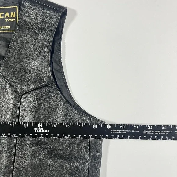 HARLEY-DAVIDSON American Top Genuine Leather Vest Size 36 Black Motorcycle Biker - Picture 14 of 14